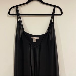Forever 21 black maxi sheer open tunic dress blouse top sz medium ties to close